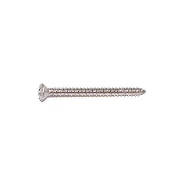 Midwest Fastener Sheet Metal Screw, #8 x 2 in, 18-8 Stainless Steel Oval Head Phillips Drive, 12 PK 68223 - main